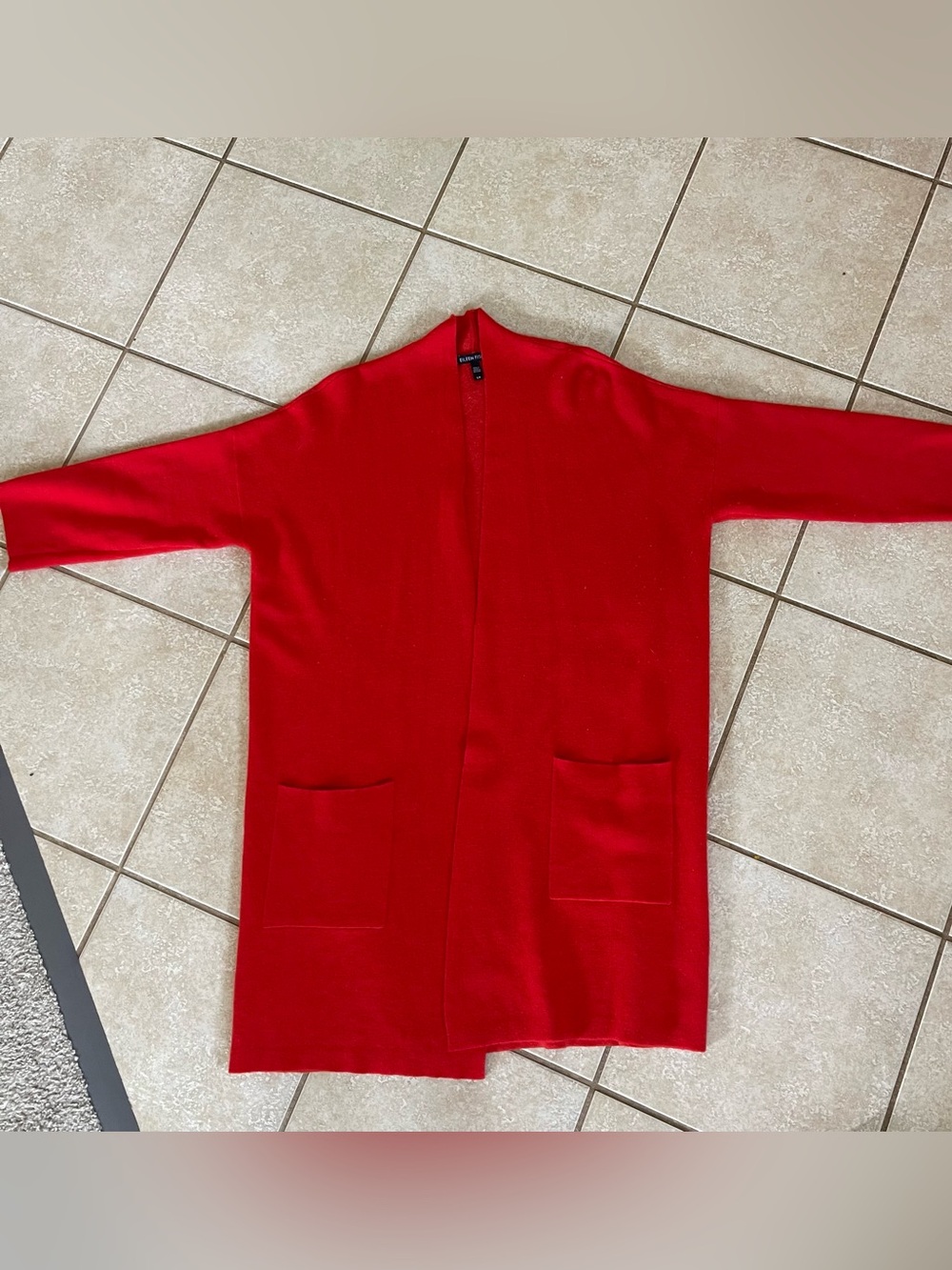 Eileen Fisher Womens Merino Wool Cashmere Long Cardigan Size Small Red Holiday - Picture 4 of 8